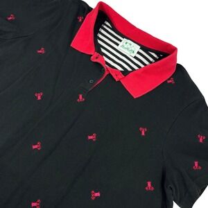 The Quacker Factory Womens 2X Black Lobster Embroidered Polo Shirt New England